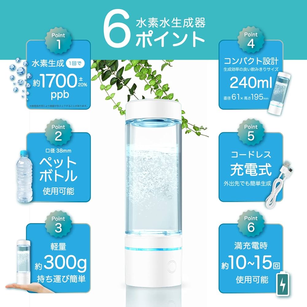 VIIVA 電源不使用　持ち運び可能 水素発生ボトル VIIVA 電源不使用 持ち運び可能 水素発生ボトル Hydrogen Water